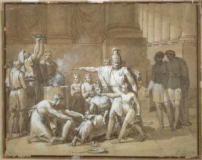 Hannibal vannoo ikuista vihamielisyyttä Roomaa kohtaan, n. 1808 (tussi ja tussi, grafiitin päällä tussihuuhtelua). tekijältä French School