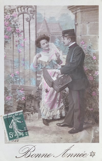 Hyvää uutta vuotta postikortti, 1900-luvun alku tekijältä French School