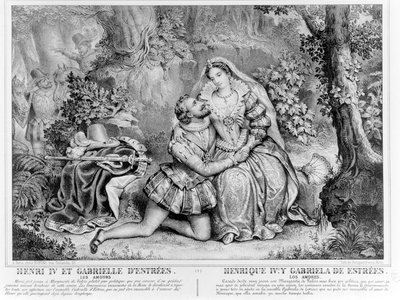 Henri IV (1553-1610), Ranskan kuningas ja Gabrielle dEstrees (1573-99) tekijältä French School