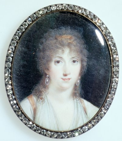 Henriette Lucy Dillon (1770-1853) Marquise de la Tour du Pin Gouvernet, n. 1802 (wc norsunluun päällä) tekijältä French School