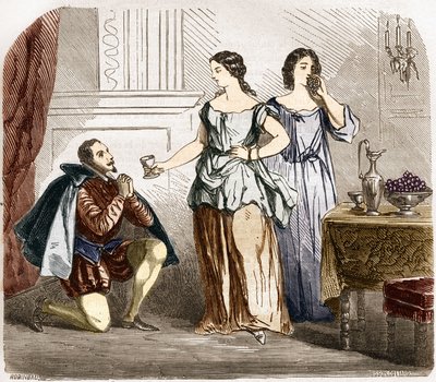 Henrik IV (1553-1610), Ranskan kuningas, jota palvelevat puolialastomat naiset. Tohtori Th. -F. Debray. 1879. tekijältä French School