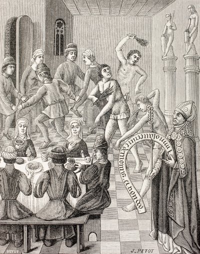 Flagellanttien harhaoppi, noin 1880 (litografia). tekijältä French School