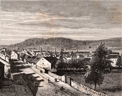 Hericourt - - Saone-et-Loiren departementti - kaiverrus "La France illustree: maantiede, historia, tilastohallinto" V.A. Maltaanruskea. 1884 tekijältä French School