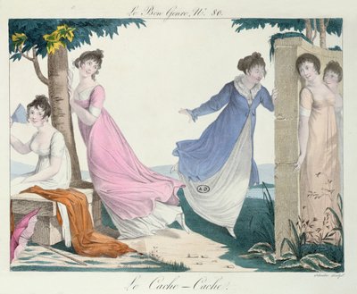 Piilosta, kuvitus Le Bon Genrestä, 1800-luvun alku tekijältä French School