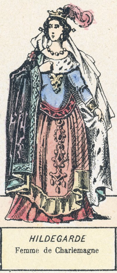 Hildegard, Kaarle Suuren vaimo (värillinen kaiverrus) tekijältä French School