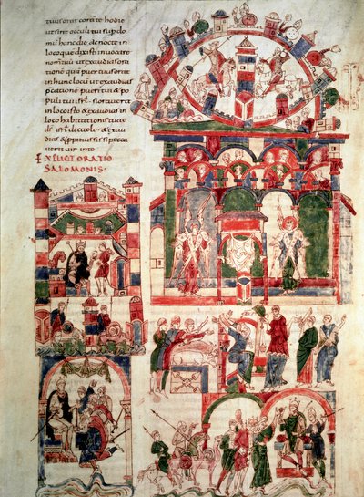 Kuningas Salomonin elämänhistoria Sivu Noaillesin Raamatusta (tai Sant Pere de Rodan tai Saint Pierre de Rodan Raamatusta) 10. tai 11. vuosisata Pariisi, B.N. tekijältä French School