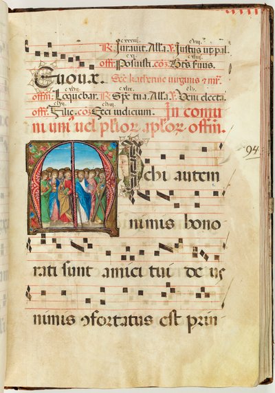 Pyhät apostolit, asteittainen, f.94 (muste, tempera ja kultalehti pergamentilla) tekijältä French School