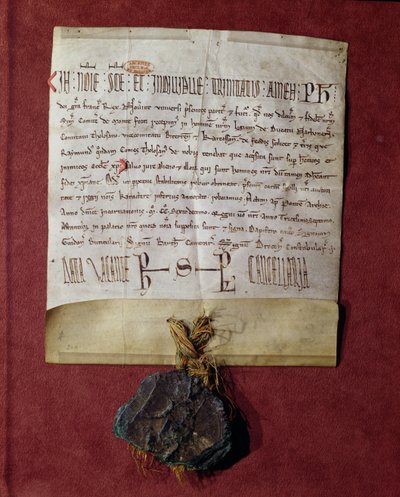Simon de Montfortin (n. 1160-1218) kunnianosoitus kuningas Philip II:lle (1165-1223) Raymond VI:ltä (1197-1249) n. 1216 takavarikoiduille alueille tekijältä French School