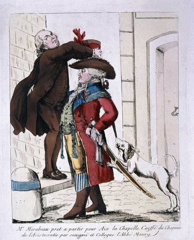 Honore Gabriel (Honore-Gabriel) Riqueti, Mirabeaun kreivi (1749-1791) Abbé Mauryn aristokratian hattua päällään valmistautuu lähtemään Aacheniin 1700-luvun lopulla. tekijältä French School