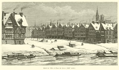 Kaupungintalo ja Place de Greve, 1200-luku tekijältä French School