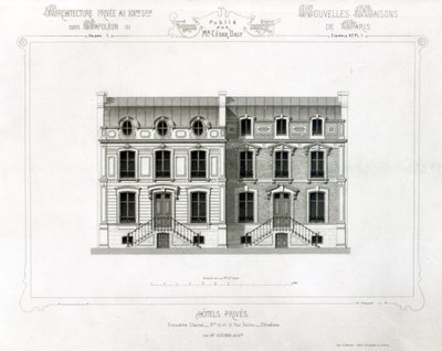 Yksityishotellit, 10 & 12 Rue Balzac, Paris, Architecture Privee au C19th, tekijältä French School