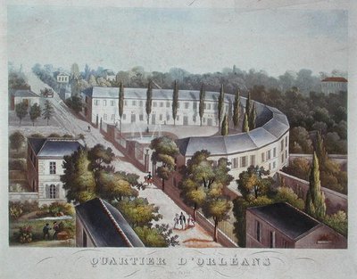 Asuntoprojekti (valmis) Quartier Orleansissa, rue Halle, n. 1840-50 (väri litho) tekijältä French School