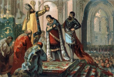 Hugues Capet, Ranskan kuningas 987–996, teki Reimsin arkiston Adalberonin (noin 925–990) pyhän poikansa, tulevan Robert II:n hurskaan (972–1031), Cathedrale d
