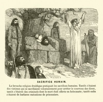 Druidien ihmisuhri (kaiverrus) tekijältä French School