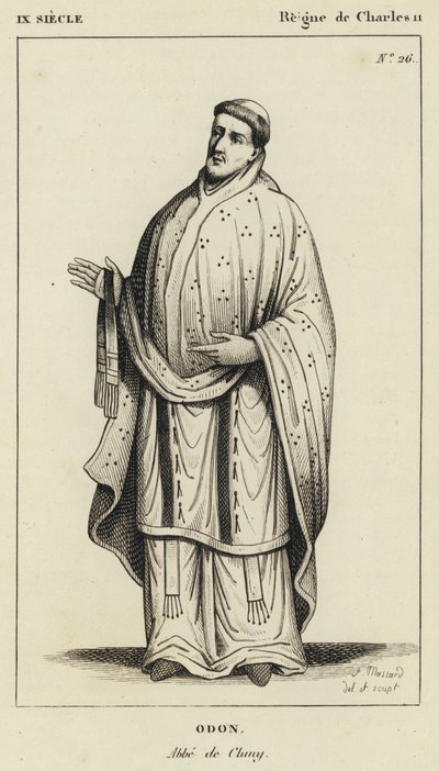 IX vuosisata, Kaarle II:n hallituskausi, Odon, Abbe de Cluny (kaiverrus) tekijältä French School