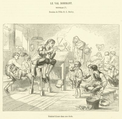 Ichabod Crane koulussaan (kaiverrus) tekijältä French School