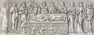 Kuvitus Unkarin Elisabethin haudalla olevan bareljeefin jälkeen Paul Lacroix