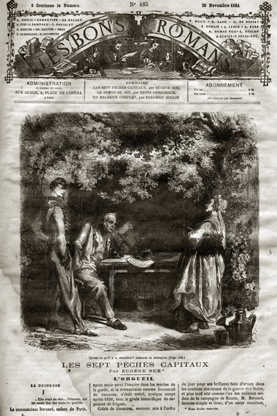 Kuvitus Eugene Suen romaanille "Seitsemän pääkaupunkia" ilmestyi "The Bons Romans" -julkaisussa 29.11.1864 tekijältä French School