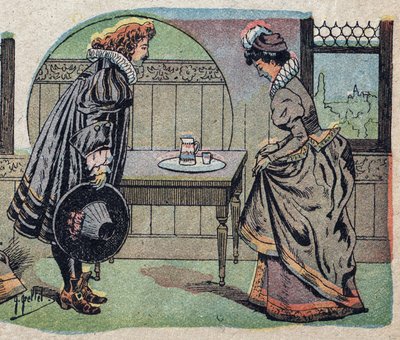 Kuvitus tarinalle "Kauneus ja Beet": Betestä tuli kauniimpi prinssi. Kaiverrus Quinnin kuvista, noin 1890. tekijältä French School
