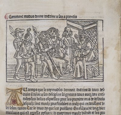 Kuvitus Henri Ferrieresin teoksesta Le Livre du Roy Modus et de la Reine Racio, 1486 (puupiirros ja kohopaino) tekijältä French School
