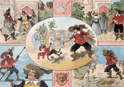 Kuva Cyrano de Bergeracista, kuvitus Cyrano de Bergeracin romaanista: "Toinen maailma tekijältä French School