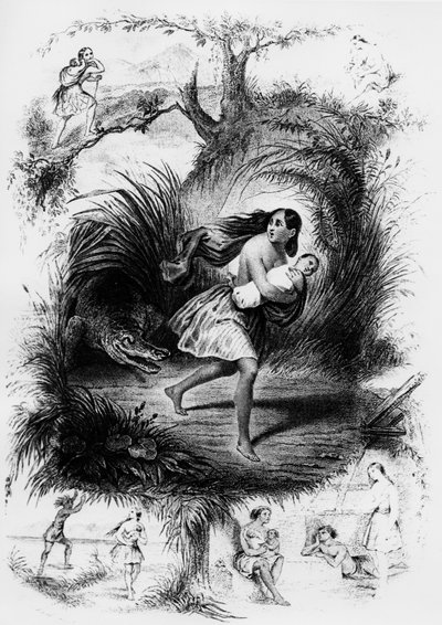 Kuva Francois Rene de Chateaubriandin romaanista "Les Natchez". tekijältä French School