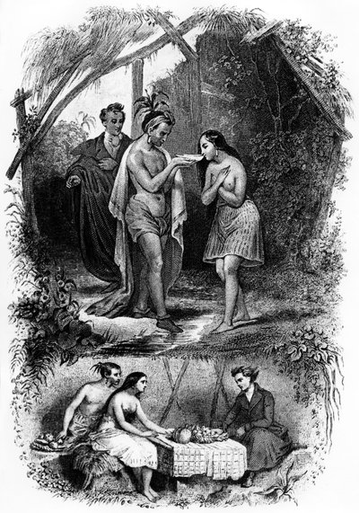 Kuva Francois Rene de Chateaubriandin romaanista "Les Natchez". tekijältä French School