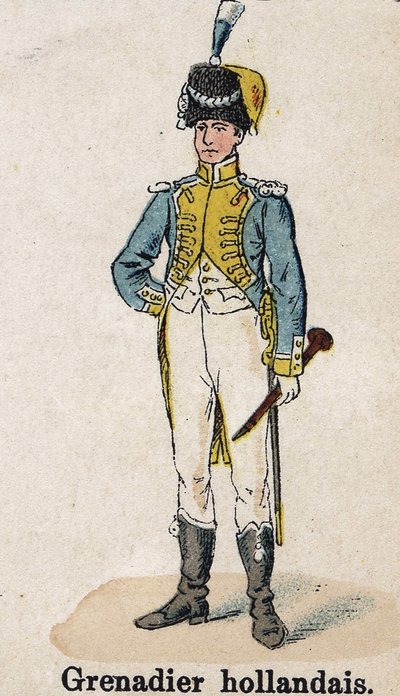 Keisarillinen kaarti Napoleon I: hollantilainen lelakrenadieri - muusikko. Lautas Lienhartin ja Humbertin kirjasta Les Uniforms de l