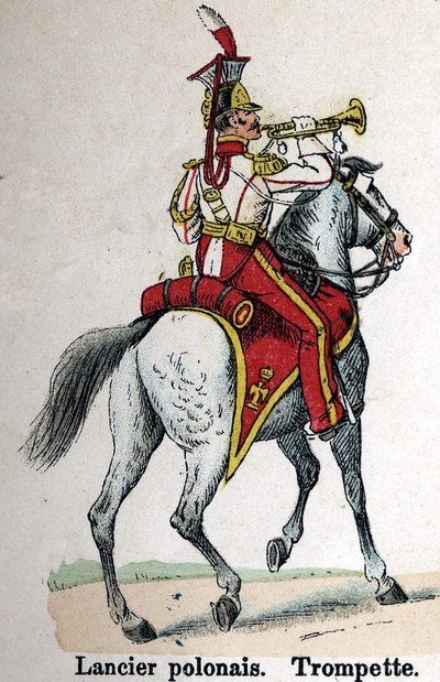Keisarillinen kaarti Napoleon I: Puolan Lancer - Trumpetti. Lautas Lienhartin ja Humbertin kirjasta Les Uniformes de l