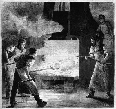 Douain Imperiale-valimo, terästangon tynnyrin valmistus. kaiverrus tekijältä French School