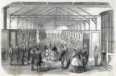 Tee vaikutuksen Eugenie ja keisarillinen prinssi vierailevat Ranskan keskuspankissa 23. kesäkuuta 1866 - - kaiverrus Le MONDE Illustrousissa DU 07/07/1866 tekijältä French School