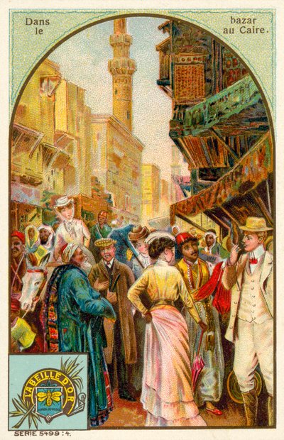 Basaarissa Kairossa (chromolitho) tekijältä French School