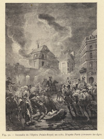 Palo Operassa, Palais-Royal, vuonna 1781 (kaiverrus) tekijältä French School
