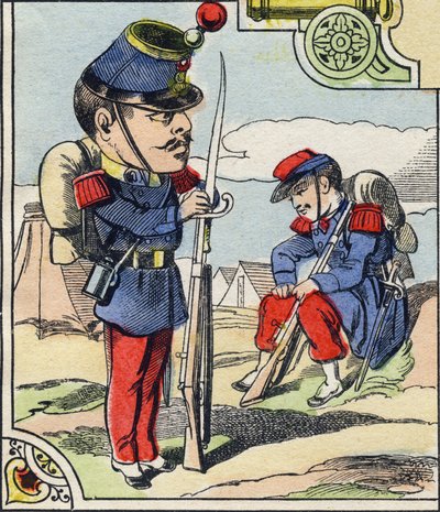 Jalkaväen linja. Kaiverrus "Comic Military Alphabet". Viides sarja. Epinaalinen kuvantaminen. Pellerin ja Cie, tulostimet, Epinal, 1800-luvun loppu. 16 sivua. Mitat: 25 x 18,5 cm tekijältä French School