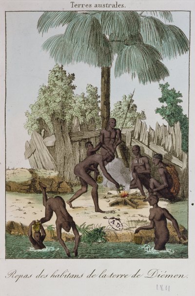 Diemenin asukkaat valmistamassa ateriaa, 1811 tekijältä French School