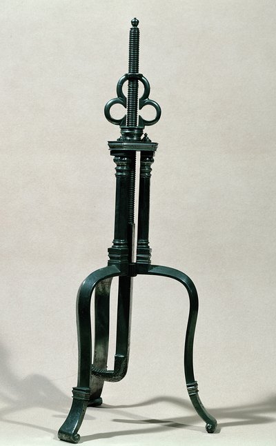 Trepanaatioinstrumentti, samanlainen kuin Ambroise Paren (n. 1510-90) 1500-1600-luvulta kuvaama instrumentti (metalli) tekijältä French School