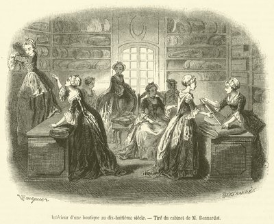 1700-luvun liikkeen sisustus (kaiverrus) tekijältä French School
