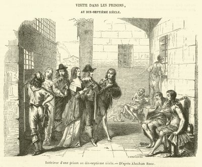 Vankilan sisätilat 1600-luvulla (kaiverrus) tekijältä French School