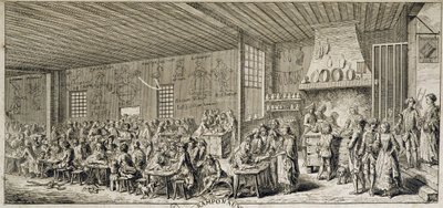 Kabareen sisäpuoli "" Ramponaux"", sd. 1700-luvulla tekijältä French School