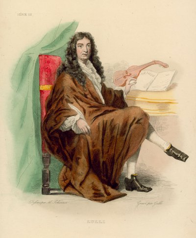 Jean-Baptiste Lulli (värillinen kaiverrus) tekijältä French School