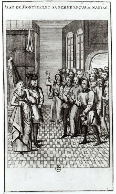 Jean de Bretagne (1293-1345) Montfortin kreivi ja hänen vaimonsa toivotetaan tervetulleeksi Nantesiin tekijältä French School