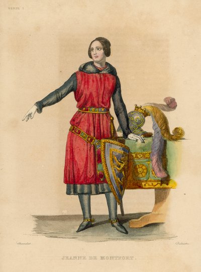 Jeanne de Montfort (värillinen kaiverrus) tekijältä French School