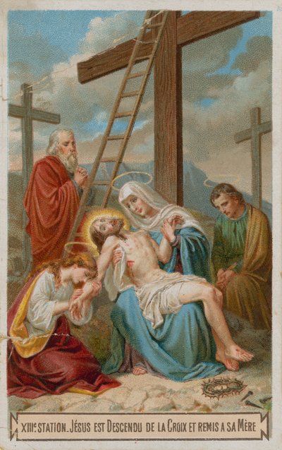 Jeesus otetaan alas ristiltä ja palautetaan äidilleen. Kolmastoista Ristin asema tekijältä French School