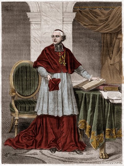 Joseph Fesch (1763-1839), ranskalainen kardinaali - kaiverrus 1879 - Kardinaali Joseph Fesch, Napoleon Bonaparten setä (1763-1839) muotokuva - Adolphe Thiersin teoksessa "Imperiumin historia konsulaatin historiaa seuranneessa" - 1879 - yksityinen kokoelma tekijältä French School