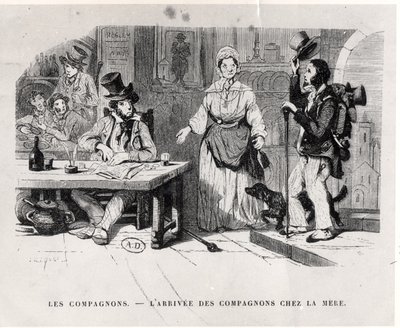 Matkamies saapumassa täysihoitolaan, n. 1850 tekijältä French School