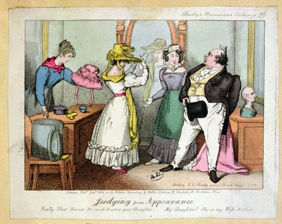 Ulkonäöstä päätellen, Busbys Humourous Etchings, numero 76, kaiverrus Thomas Busby (fl.1804-21) 1828 tekijältä French School