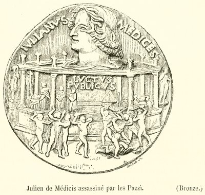 Pazzien murhaama Giuliano de Medici, pronssi (kaiverrus) tekijältä French School