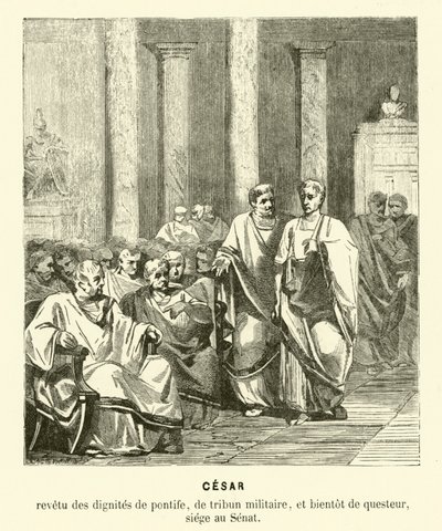 Julius Caesar Rooman senaatissa (kaiverrus) tekijältä French School