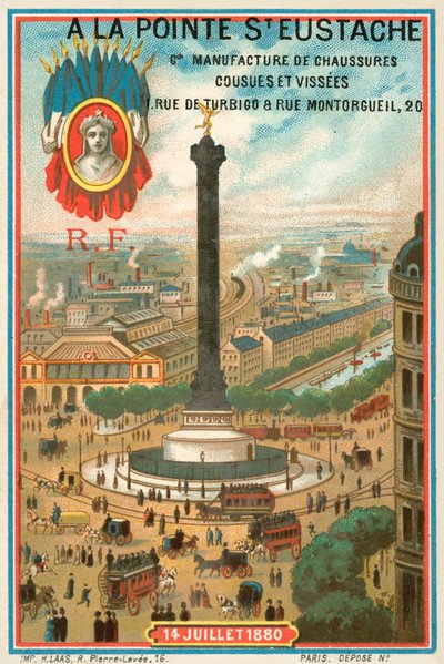 Heinäkuun sarake Ranskan vuoden 1830 vallankumouksen muistoksi, Pariisi (chromolitho) tekijältä French School