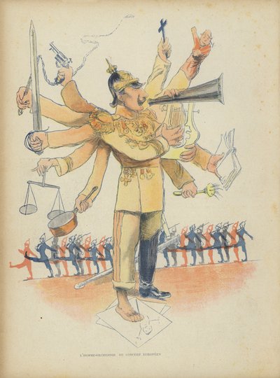 Keisari Vilhelm II, kuvitus Le Rire -lehteä varten (värilitografia). tekijältä French School